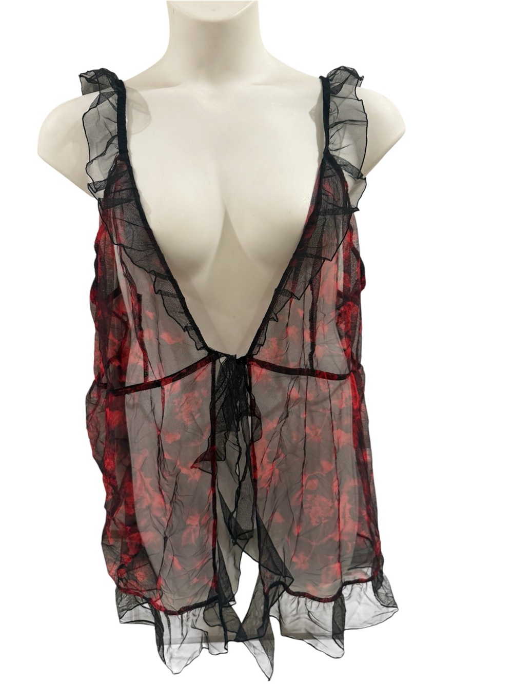 New Lane Bryant Sophie Theallet Sheer Black Babydoll with G String ~ Size 26/28